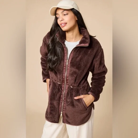 SOFTIES DreamPlush Double Zip Jacket Large, Brown Espresso - Picture 1 of 6